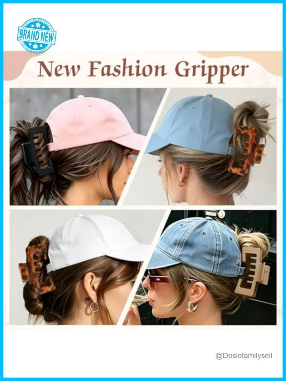 3 Pcs Large Hat Claw Clips Non-Slip Strong Hold Hair Accessories